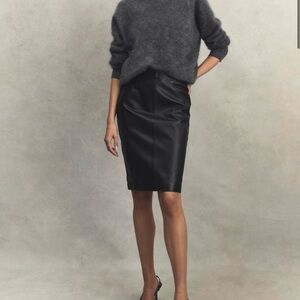 Reiss Raya leather high rise skirt